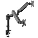 BRATECK 17"-32" Pole-Mounted Gas Spring Dual Monitor Desk Mount Bracket with Detachable VESA Plate. Max Load 9Kgs Per Arm, Supports VESA 75x75 & 100x100, Extend, Tilt, & Swivel, Clamp or Grommet Instal. LDT48-C024