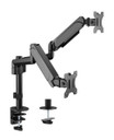 BRATECK 17"-32" Pole-Mounted Gas Spring Dual Monitor Desk Mount Bracket with Detachable VESA Plate. Max Load 9Kgs Per Arm, Supports VESA 75x75 & 100x100, Extend, Tilt, & Swivel, Clamp or Grommet Instal. LDT48-C024