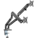 BRATECK 17''-32'' Polished Aluminium Gas-Spring Desk Mount Duel Monitor Arm. Supports VESA up to 100x100. Extend, Tilt and Swivel. Detachable VESA Plate. Max Arm Extn - 506mm. Space Grey Color. LDT37-C024