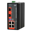 CTC UNION 4 Port Gigabit Unmanaged PoE Switch. -40C ~+75C. 4x 10/100/1000Base-T(X) - plus 2x100 /1000Base-X SFP. PoE+ power budget 120W. Power consumption V DC/W: 24/143.3 - 48/138.2. Din-kit incl.