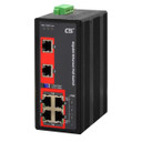 CTC UNION 6 Port Gigabit Unmanaged PoE Switch. -40C~+75C. 6x 10/100/1000Base-T (X). 4x PoE+ ports. Power budget 120W. Power consumption V DC/W: 24/142.9 - 48/139.6. Dinmount kit included.