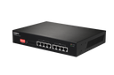 EDIMAX 8 Port 10/100/1000 Gigabit PoE+ Switch with DIP Switch. PoE delivery up to 200m. Power budget: 130W. Auto Energy Saving. Functions. Plug and Play.  VLAN and Loop Protection. VLAN & QoS. GS-1008PV2