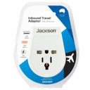 JACKSON Slim Inbound Travel Adaptor 1x USB-A and 1x USB-C (2.1A) Charging Ports. For incoming Tourists from USA - Japan - UK - & Hong Kong. Converts Plugs for use in NZ/AUS