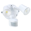 HOUSEWATCH 10W Twin LED Spotlight with Motion Sensor. IP54. Passive IR. 9m (Side) and 12m (Front) Detection Range. Detection Angle 140 Degree. Includes Timing &