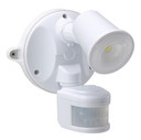 HOUSEWATCH 10W Single LED Spotlight with Motion Sensor. IP54. Passive IR. 9m (Side) & 12m (Front) Detection Range. Detection Angle 140 Degree. Includes Timing & Lux Adjustments - Screws. White Colour