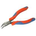 GOLDTOOL 120mm Bent Nose Polished CRV Precision Plier. 28mm Smooth Jaws - Double Leaf Springs. Rubber Easy Grip Handles for Greater Comfort. Red/Blue Colour
