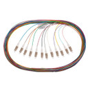 DYNAMIX 2M LC Pigtail OM4 12x Pack Colour Coded, 900um Multimode Fibre, Tight Buffer LSZH Jacket
