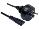 DYNAMIX 0.3M 2-Pin plug to C7 Figure 8 connector. 7.5A. SAA approved power cord. 0.75mm copper core. BLACK Colour.