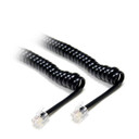 DYNAMIX Curly Handset Cord BLACK, 4 Wire RJ22 to RJ22 Cable. 370mm Coiled, 3m Stretched. Reverse (cross over) wired