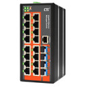 CTC UNION 16 Port Gigabit Managed Switch. -10C~60C. 16x 10/100/1000Base-T(X) - plus 4x 100/1000Base-X SFP (Total 20x ports ).Power consumption V DC/W:12/14.5 - 24/14.4&48/16.3. Dinmount kit incl.