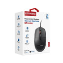 PROMATE 3-Button Wired Optical Mouse with 1200dpi. Eronomic Design with up to 6 Million Keystrokes. Anti-Slip Silicone Grip. 1.5m Cable. Plug & Play. Ambidextrous Design. Black