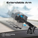 PROMATE Secure Smartphone Holder with Multiple Mounting Options. Secure Anti-slip. 2in1 Kit for Dashboard, Windshield & AC Vent. Extendable Arm. 