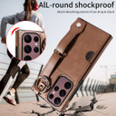 Samsung Galaxy S22 Ultra      Hand Strap PU Card Case    Brown