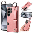 Samsung Galaxy S24 Ultra      Hand Strap PU Card Case    Pink
