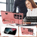 Samsung Galaxy S22 Ultra      Hand Strap PU Card Case    Pink