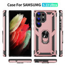 Samsung Galaxy S23 Ultra      Military Armour Ring Case    RoseGold