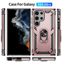 Samsung Galaxy S24Ultra      Military Armour Ring Case    RoseGold