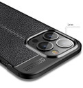 Apple iPhone 14 Pro Max Leather Texture Case Black