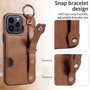 Apple iPhone 14 Pro Max Hand Strap PU Card Case Brown