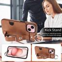 Apple iPhone 15 Hand Strap PU Card Case Brown