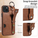 Apple iPhone 15 Plus Hand Strap PU Card Case Brown