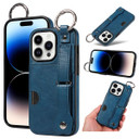 Apple iPhone 14 Pro Hand Strap PU Card Case Navy
