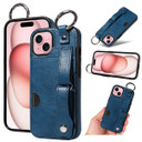 Apple iPhone 15 Hand Strap PU Card Case Navy