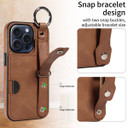 Apple iPhone 15 Pro Hand Strap PU Card Case Brown