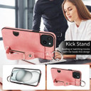 Apple iPhone 15 Plus Hand Strap PU Card Case Pink
