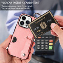 Apple iPhone 14 Pro Hand Strap PU Card Case Pink