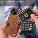 Apple iPhone 14 Hand Strap PU Card Case Brown