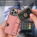 Apple iPhone 15 Pro Max Hand Strap PU Card Case Pink
