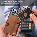 Apple iPhone 13 Pro Max Hand Strap PU Card Case Brown