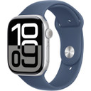 Apple Watch Series 10 GPS + Cellular 42mm Aluminum Case [ Denim Sport Band S/M  MWX33 - Silver ]