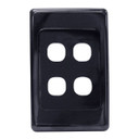 AMDEX Switch Plate ONLY. 4 Gang Wall Face Plate (Accepts Clipsal Style Mechs). Black   