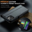 Apple Iphone 15 Plus      Pu Wallet Case    [Black]
