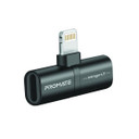 PROMATE 2-in-1 Lightning Audio & Charging Adapter - Black, 2A Pass-Through, 48KHz Output, Plug & Play