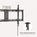BRATECK 43"-95" Fixed Slim TV Wall Mount. Supports Up to 75Kgs. Automatic Spring Locks with Quick Release Cords, Open Architecture, VESA Support Up to 800x400, 29mm Profile, Includes Bubble Level.