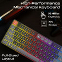 VERTUX High-Performance Mechanical Gaming Keyboard with Low Profile Keys. 17 RGB Backlight Options, 26 Anti-Ghosting Keys, Detachable 1.5m USB-C Cable. 