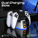 VERTUX 2-in-1 Charging Dock for PS5 DualSense Controller with RGB Lights. Charging Status Indicator, Dual Charging Slots, Includes 1m Cable, Advanced Protection Includes Over-Heating, Over-Current