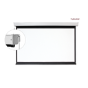 BRATECK 130" 16:9 Electric Projector Screen with Remote. 160° Viewing Angle, 4-Side Black Masking Borders, Cleanable Screen Material, Silent Tubular Motor, 1.0 Gain, View Size 3x1.68m