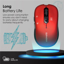 PROMATE Ergonomic Optical Tracking Wireless Mouse with Quick Forward/Back Buttons, 10m Working Rnage, Plug & Play. Red 