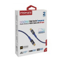 PROMATE 1.2m 100W PD USB-C to USB-C Ultra-Fast Cable 5A/20V Transparent Connectors. Supports Data & Charge, LED Light, Gold Plated Connectors, Supports Transfer Rate 480Mbps. Navy Colour