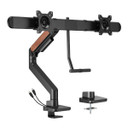 BRATECK 17"-32" Gas Spring Dual Monitor Arm. Detachable VESA, Built-in Cable Management, Adjustable Height, Free-Tilting, Includes Clamp & Grommet, Black