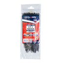 DYNAMIX 2.5 x 160mm UV Black Cable Ties. Pack of 100. 80N/8.1kgs Tensile Strength. Made from U.L. Approved Nylon 6/6 with Flamability Rating of UL 94V-2 