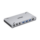 UNITEK USB-C 10Gbps HDMI Split Screen KVM Switch. Data Intercopy. Shares 1 HDMI 4K@30 & 5 USB-A Ports for Enhanced Connectivity. 5V2A with USB-C connector (1.5m Cable), Aluminium Alloy/Space Grey.