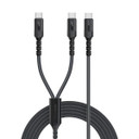 PROMATE 1.4M 140W PD USB-C to Dual USB-C Charging Cable. Black (POWERLINK-3C-BLK)