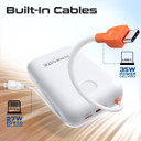 PROMATE 30000mAh Ultra Compact 35W SuperSpeed Power Bank Built-in USB-C & Lightning Cables. 35W (POWERPOD-30-WHT)