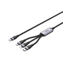 UNITEK 1.5m 20W 3in1 USB-C Data & Charge Cable USB-C Lightning & Micro USB Connectors. Multi (C14101AGY-1-5M)
