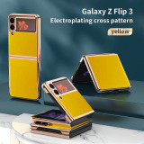 Samsung Galaxy Z Flip3 5G Electroplating Cross (Yellow) Hard PC Case